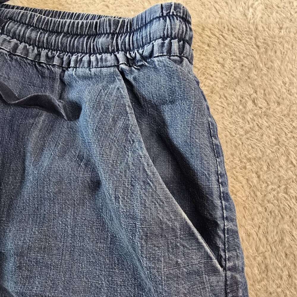 Ann Taylor Chambray Skirt Womens Small Blue Linen Drawstring Beach Western Boho - Picture 5 of 10